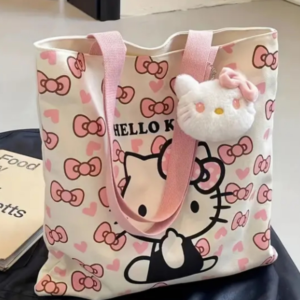 Hello Kitty Sweet Pink Bows Canvas Tote Bag
